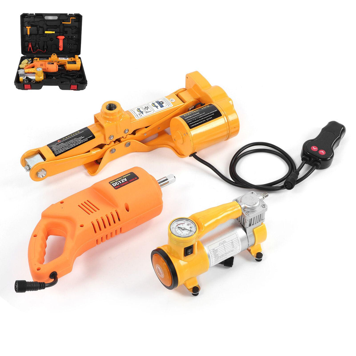 12V Electric Car Jack Tire Lifting Two闁炽儲鍙嘺y Power 3 Tons for Roadside Repair Tool