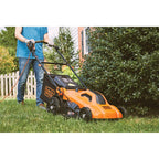 Electric Push Lawn Mower, Corded, 13 Amp, 20-Inch Cutting Deck, 6 Setting Height Adjustment, Compact Storage, Collection Bag (BEMW213)