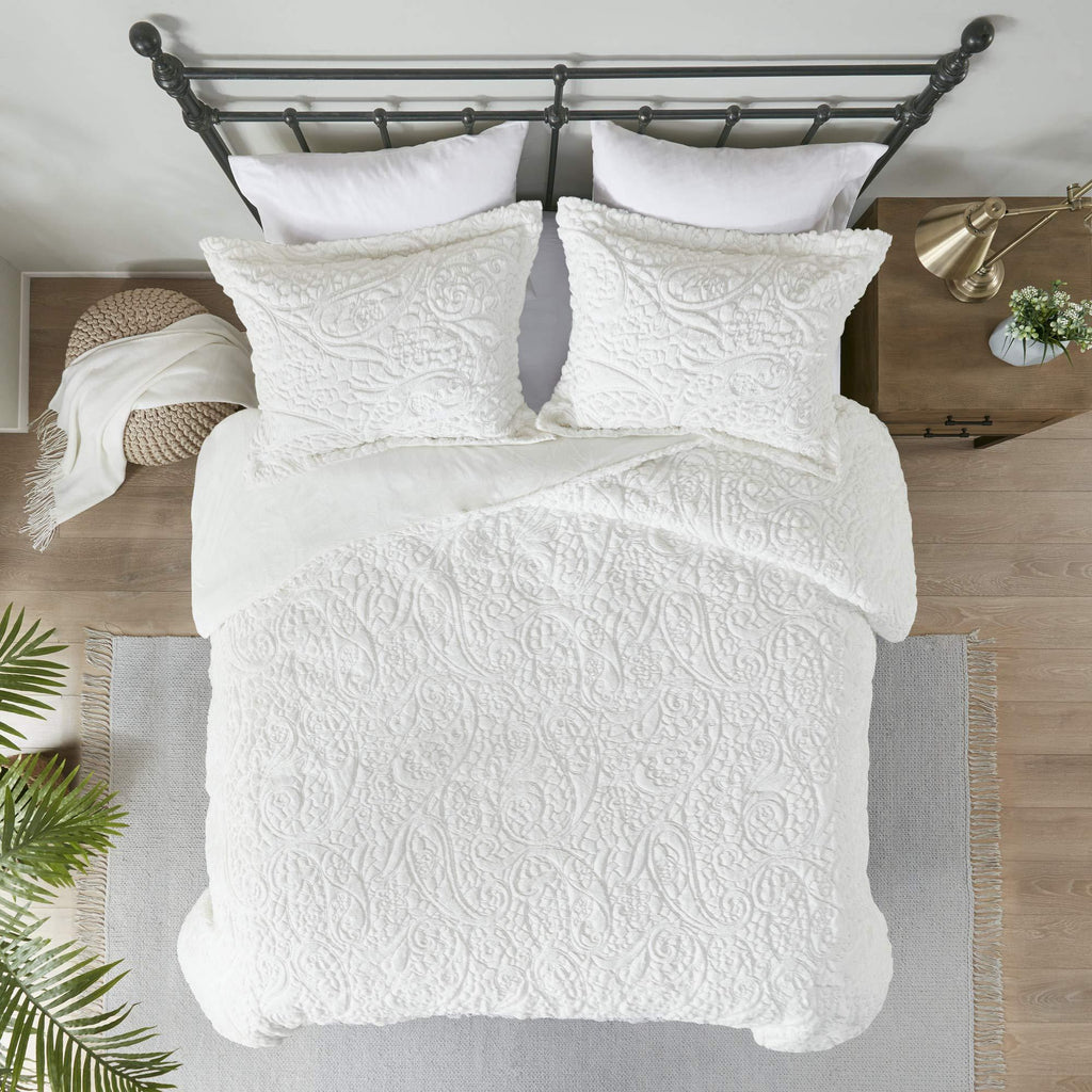 Gracie Mills Norfolk Ultra Plush Mini Comforter Set, Full/Queen, Ivory - MP10-1994