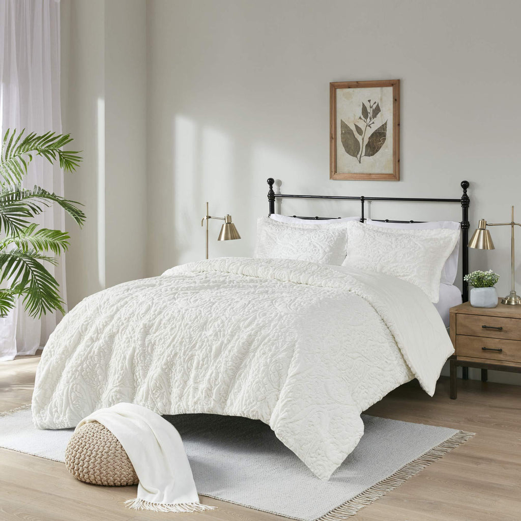 Gracie Mills Norfolk Ultra Plush Mini Comforter Set, Full/Queen, Ivory - MP10-1994