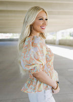 frida creamsicle paisley top