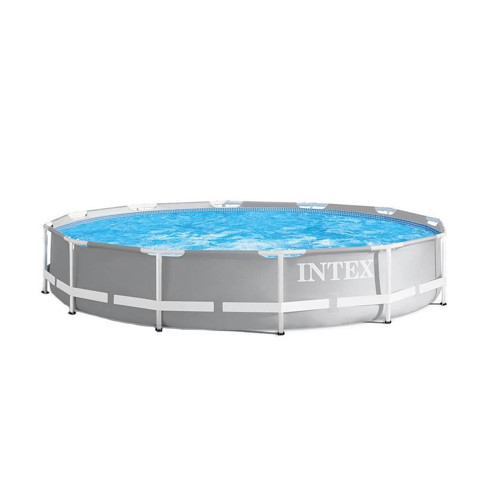 26710EH Prism 12ft x 30in Metal Frame Outdoor Above Ground Round Swimming Pool with Protective Canopy (Filter Pump Not
