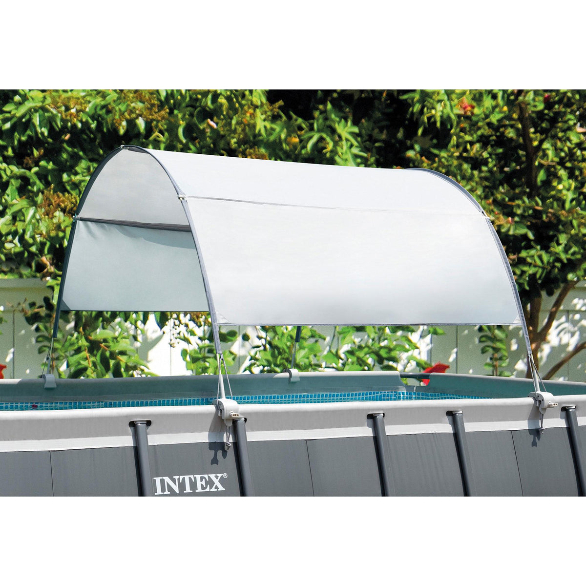 26710EH Prism 12ft x 30in Metal Frame Outdoor Above Ground Round Swimming Pool with Protective Canopy (Filter Pump Not