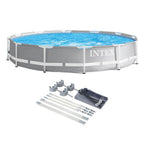 26710EH Prism 12ft x 30in Metal Frame Outdoor Above Ground Round Swimming Pool with Protective Canopy (Filter Pump Not