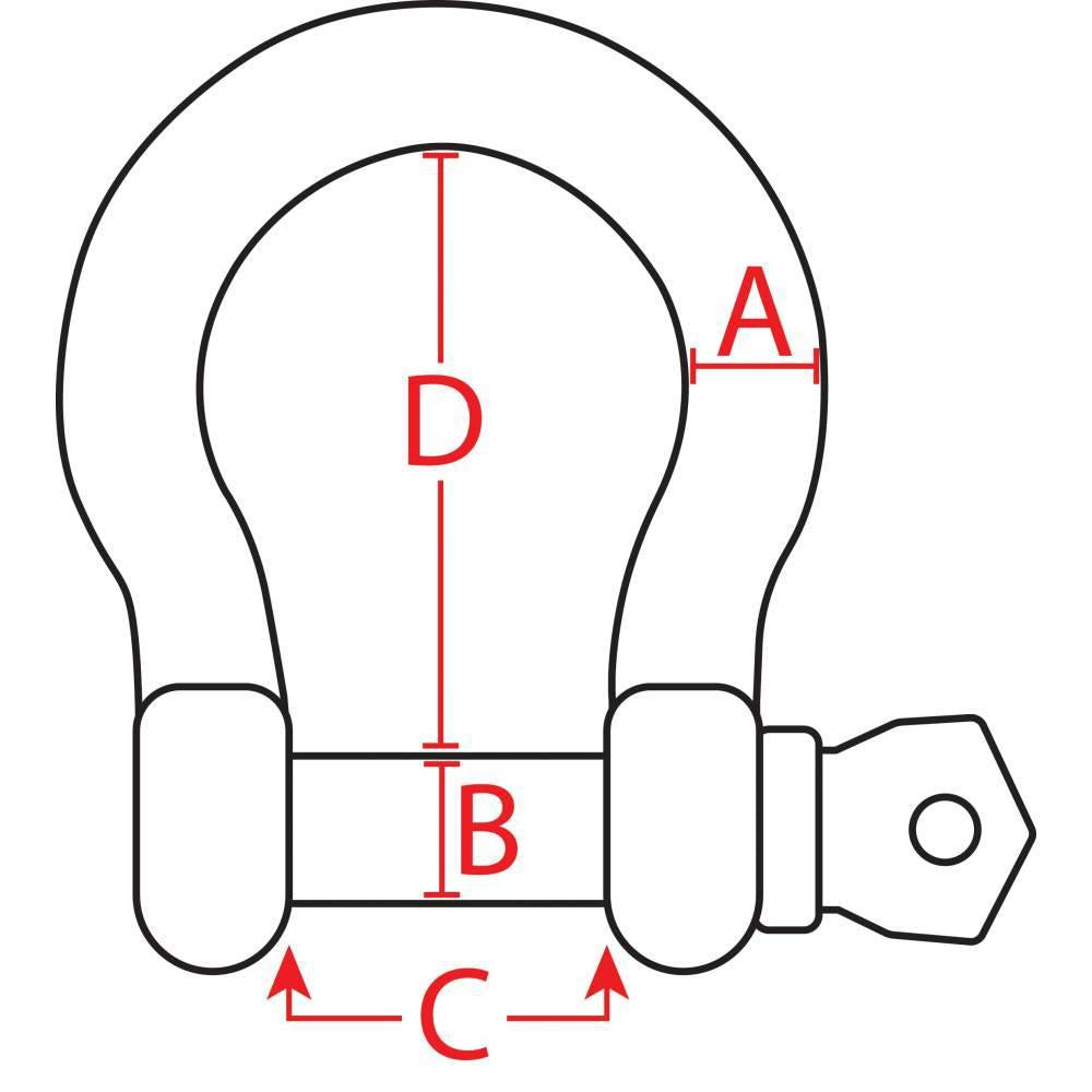 BoatTector  Steel D Shackle - 7/8", 4-Pack