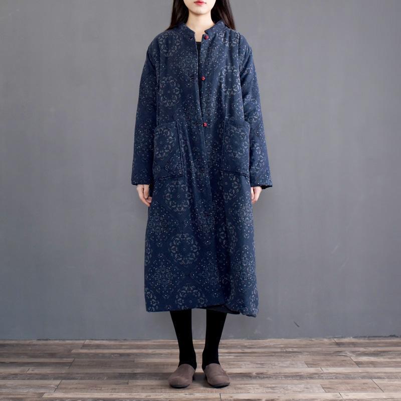 national style retro print  thick cotton coat