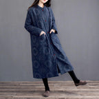 national style retro print  thick cotton coat