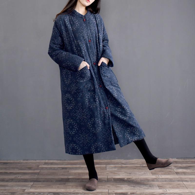 national style retro print  thick cotton coat
