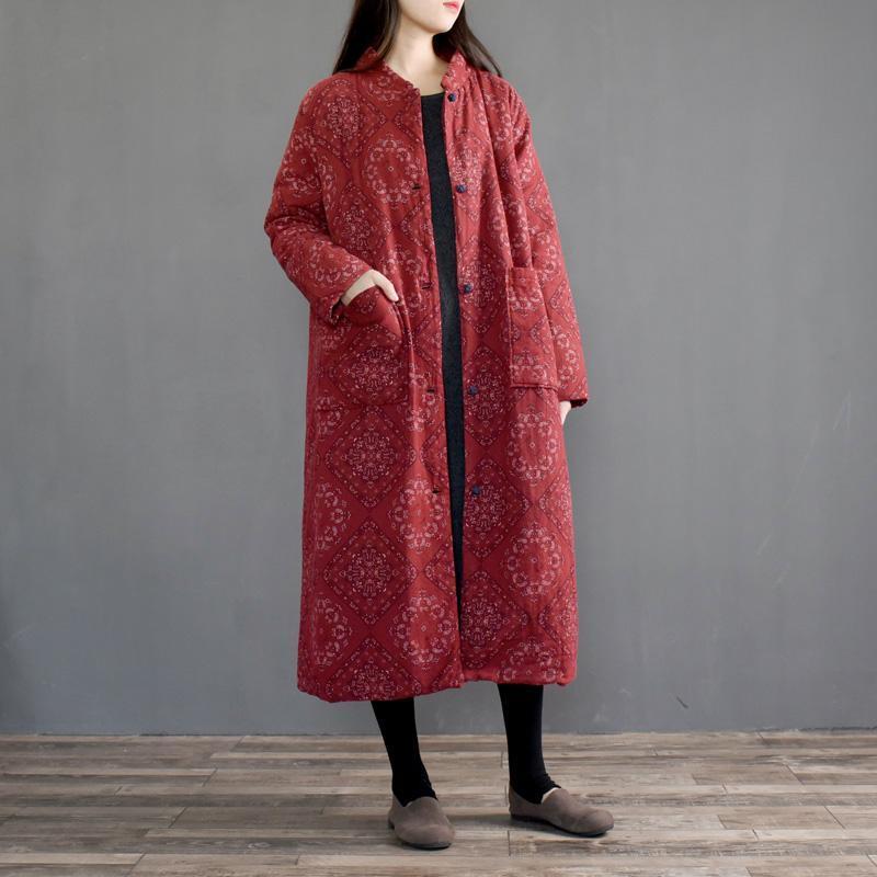 national style retro print  thick cotton coat