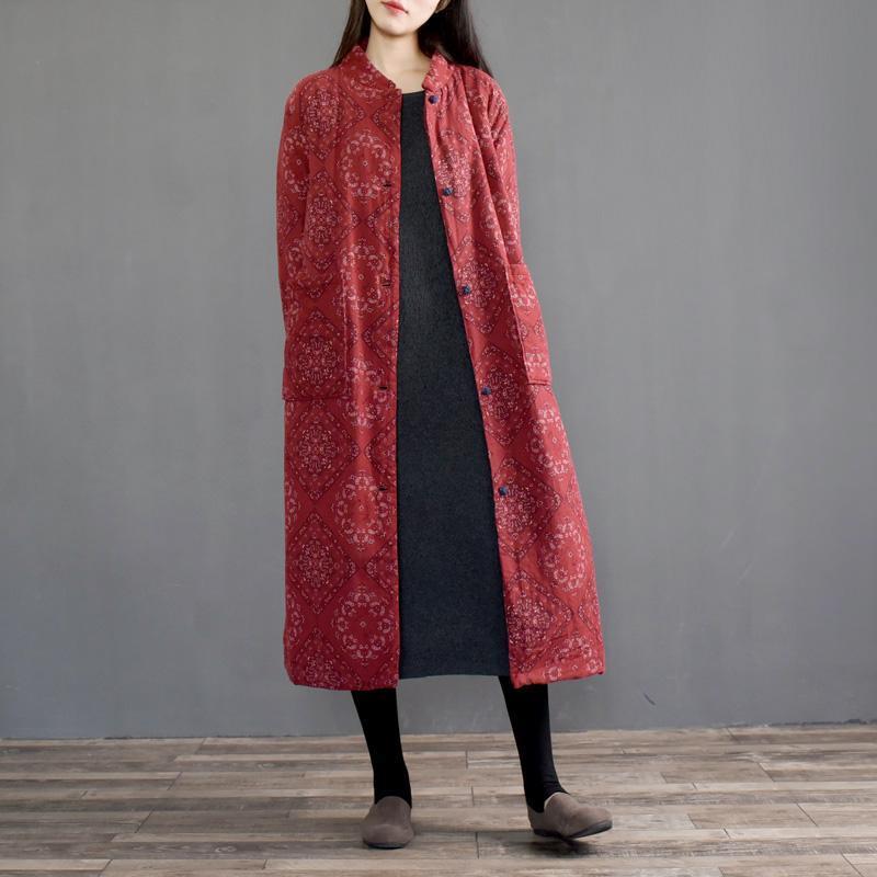 national style retro print  thick cotton coat