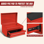 APBT701RB 10" Mini Portable Steel Tool Box with drawer,Small Metal Tool Chest for Home,Garaor Workbench,Red