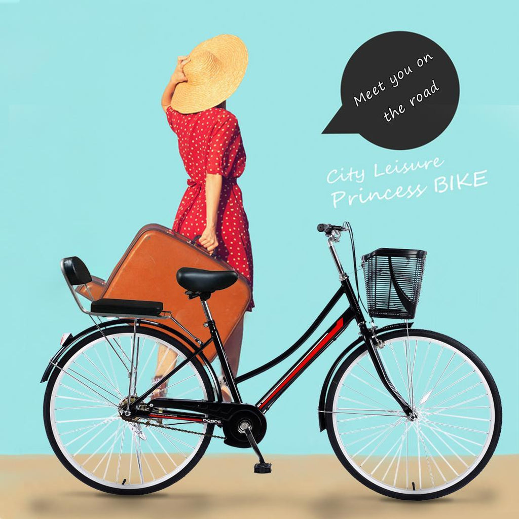 26 Inch Women Bike,Classic Bicycle Retro Bicycle,Cruiser Bike,Black