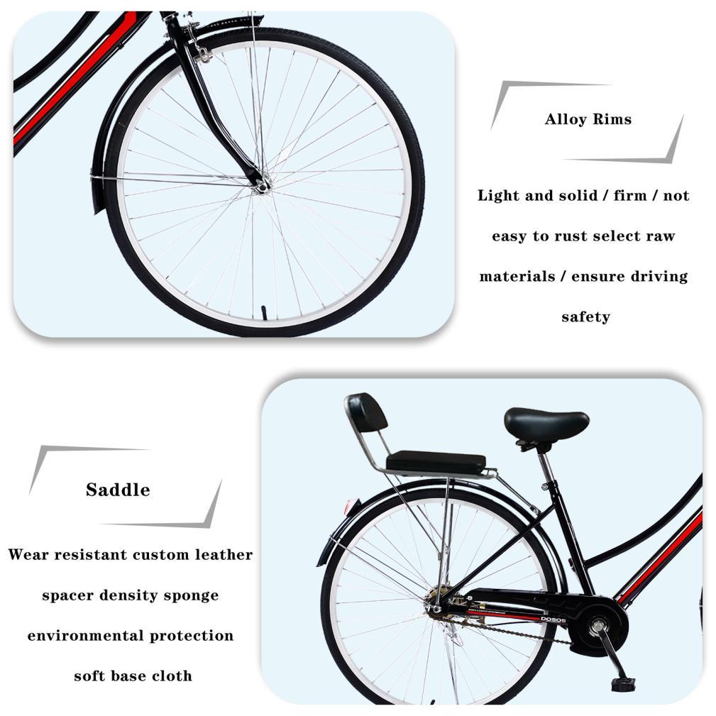 26 Inch Women Bike,Classic Bicycle Retro Bicycle,Cruiser Bike,Black