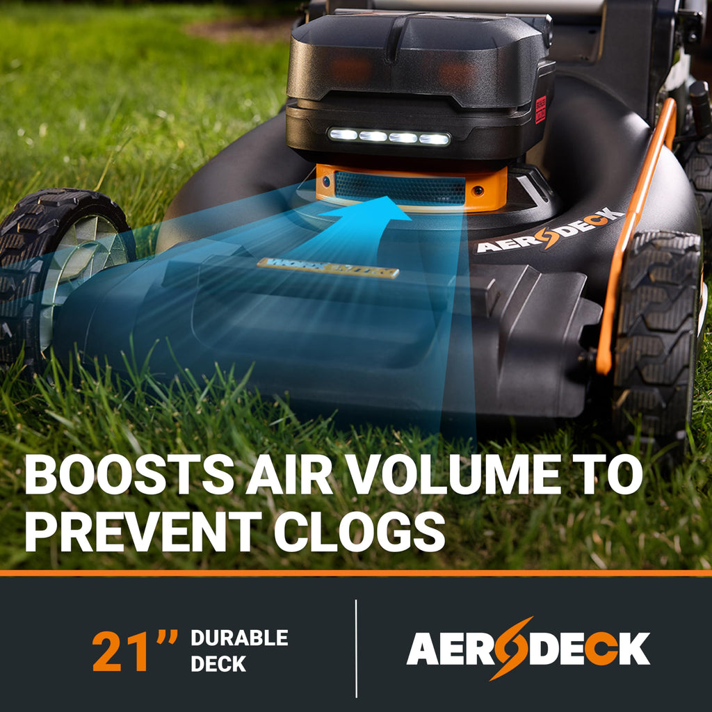 Nitro Cordless Lawn Mower, 21" Electric Mower with Variable Speed, Self-propelled Lawn Mower with Aerodeck &amp; Intellicut, 2 × 5.0 Ah Batteries &amp; Charger Included, WG760