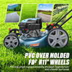 144 cc Gas Lawn Mower, 21 inch 2-in-1 Push with Mulching and Side Discharge, 4-Cycle Engine, 6 Position Cutting Height Adjustment for Yard and Garden