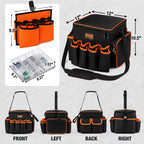 10-Inch Tool Bag Organizer with 50 Pockets, 1680D Waterproof Tool Box | with Screw StoraBox, -in Bottom Support, Shoulder Strap, Durable Oxford, Tool Storafor Mechanic, Electrician
