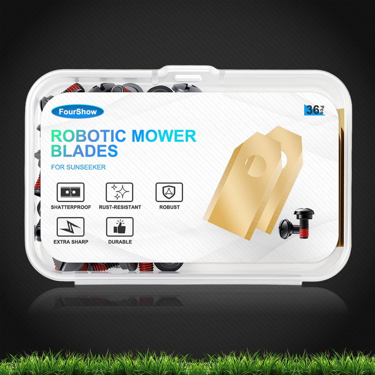 36Pcs Replacement Blades Compatible with All  Robotic mowers, Durable ium Replacement Blades, Including Screws with Safety Coating