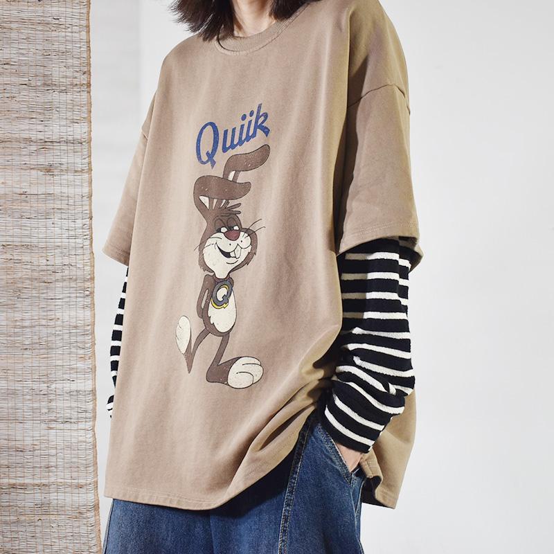 autumn long-sleeved t-shirt loose trendy outer wear plus size
