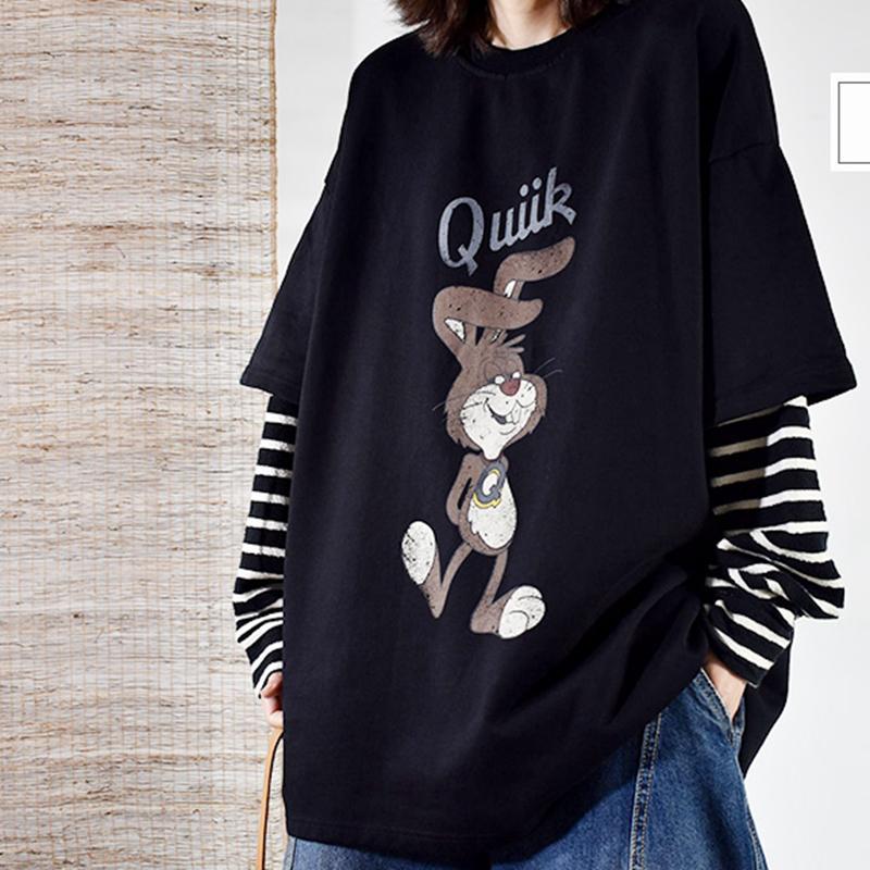autumn long-sleeved t-shirt loose trendy outer wear plus size