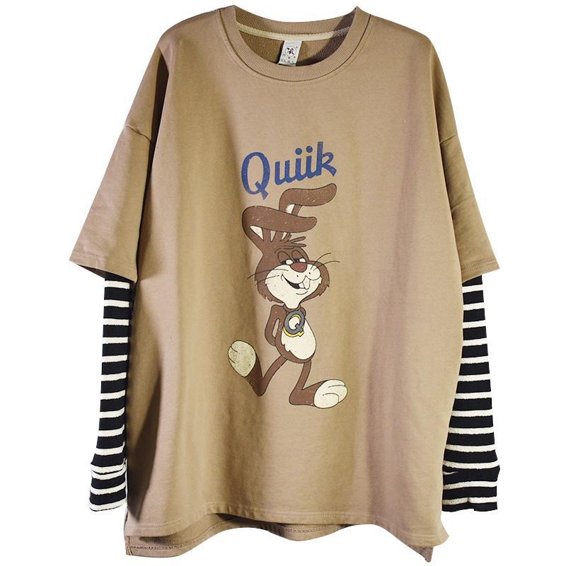 autumn long-sleeved t-shirt loose trendy outer wear plus size