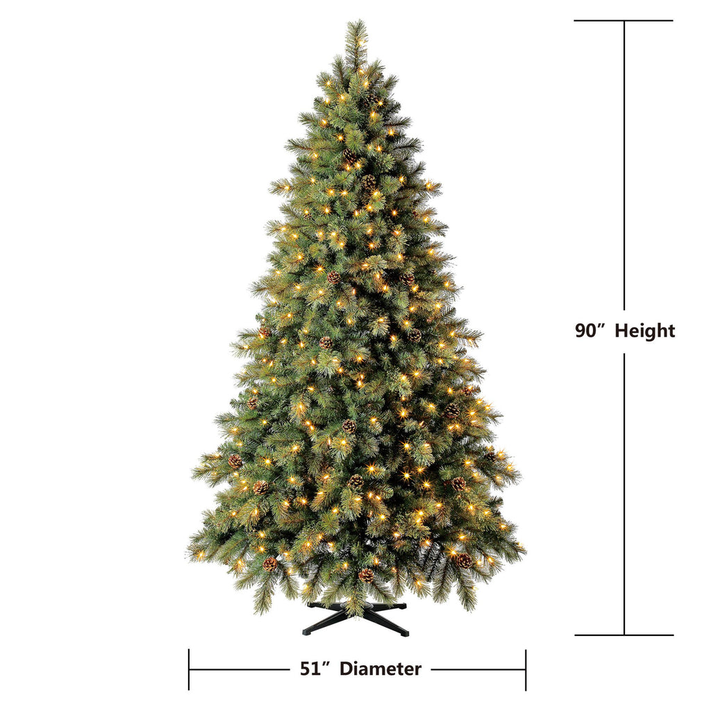 Holiday Time Prelit 400 LED Clear Lights, Carson Pine Artificial Christmas Tree, 7.5'