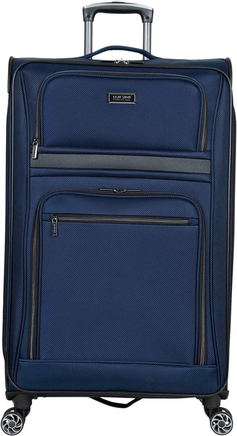 Rugged Roamer Luggage Collection Lightweight Softside Expandable 8-Wheel Spinner Travel Suitcase Bag, Navy, 28-inch Check Only