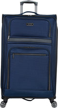 Rugged Roamer Luggage Collection Lightweight Softside Expandable 8-Wheel Spinner Travel Suitcase Bag, Navy, 28-inch Check Only