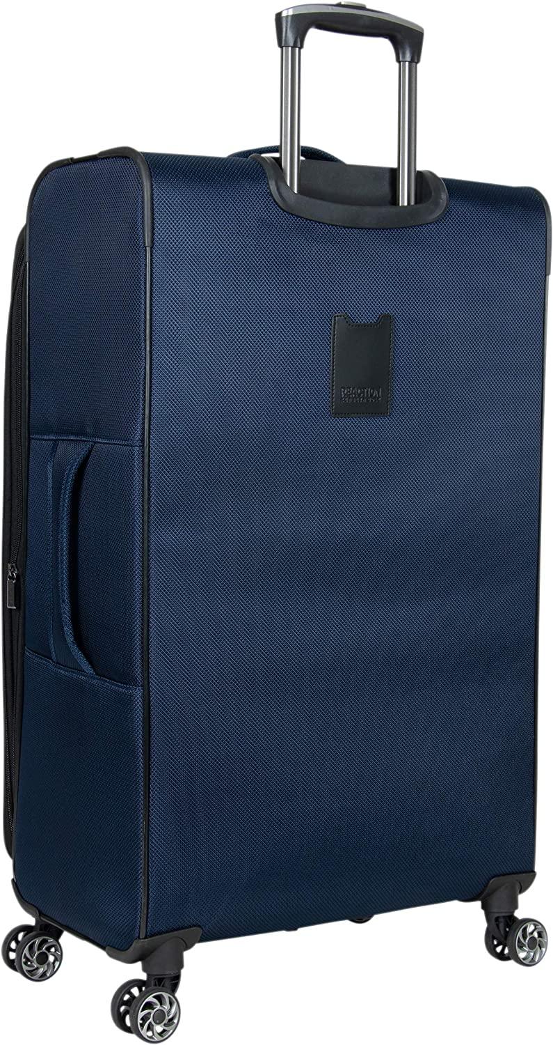 Rugged Roamer Luggage Collection Lightweight Softside Expandable 8-Wheel Spinner Travel Suitcase Bag, Navy, 28-inch Check Only