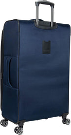 Rugged Roamer Luggage Collection Lightweight Softside Expandable 8-Wheel Spinner Travel Suitcase Bag, Navy, 28-inch Check Only