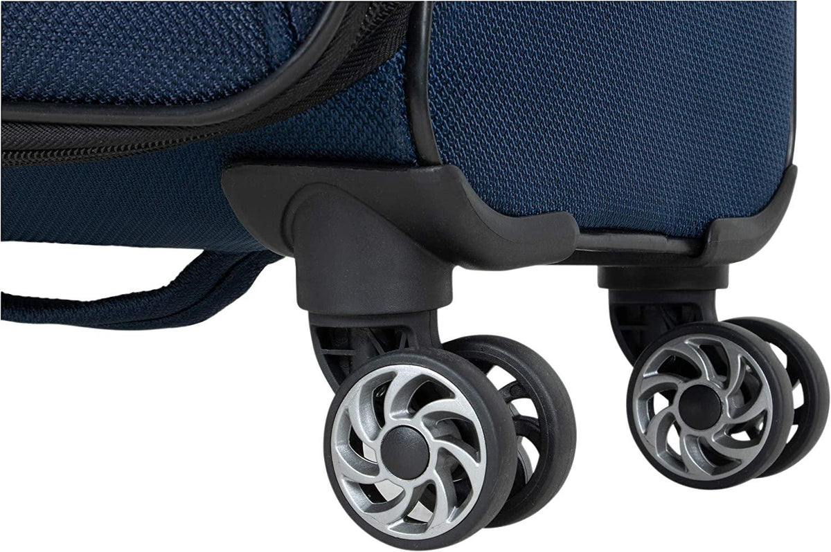 Rugged Roamer Luggage Collection Lightweight Softside Expandable 8-Wheel Spinner Travel Suitcase Bag, Navy, 28-inch Check Only