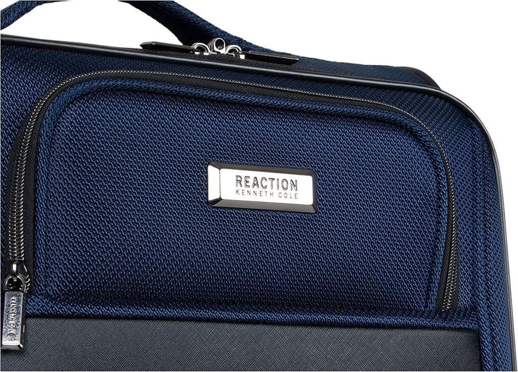 Rugged Roamer Luggage Collection Lightweight Softside Expandable 8-Wheel Spinner Travel Suitcase Bag, Navy, 28-inch Check Only
