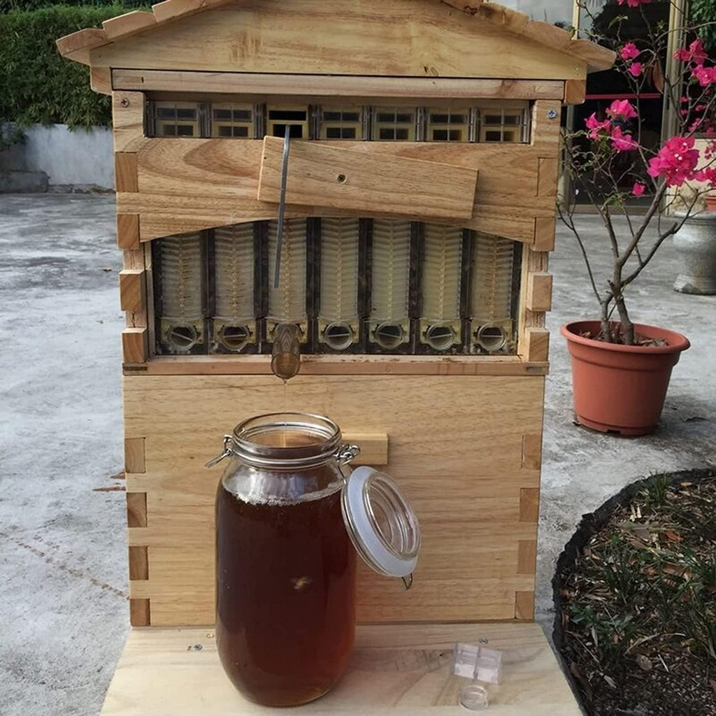 wooden beehive box with 7pcs auto honey frames comb beekeeping honey keeper for beekeepers starter kit tool,7 beehives