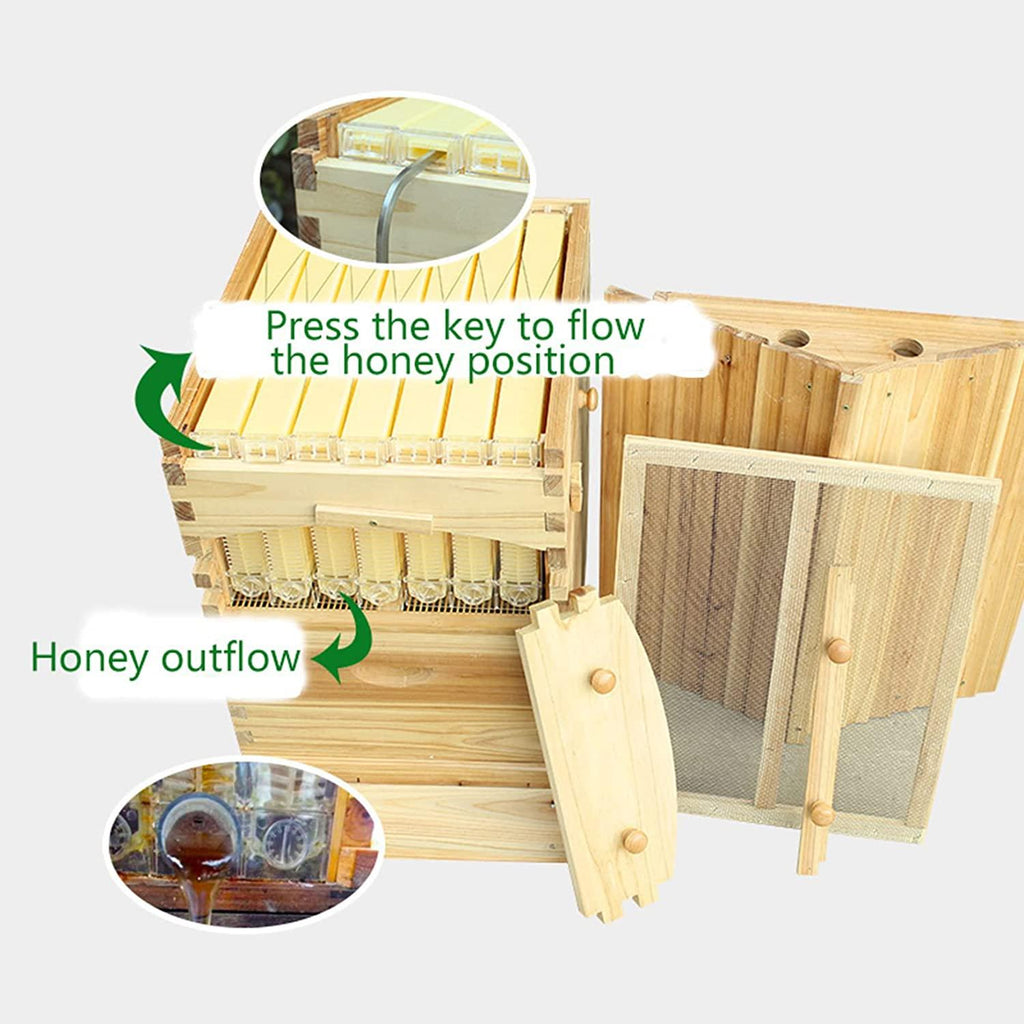 wooden beehive box with 7pcs auto honey frames comb beekeeping honey keeper for beekeepers starter kit tool,7 beehives