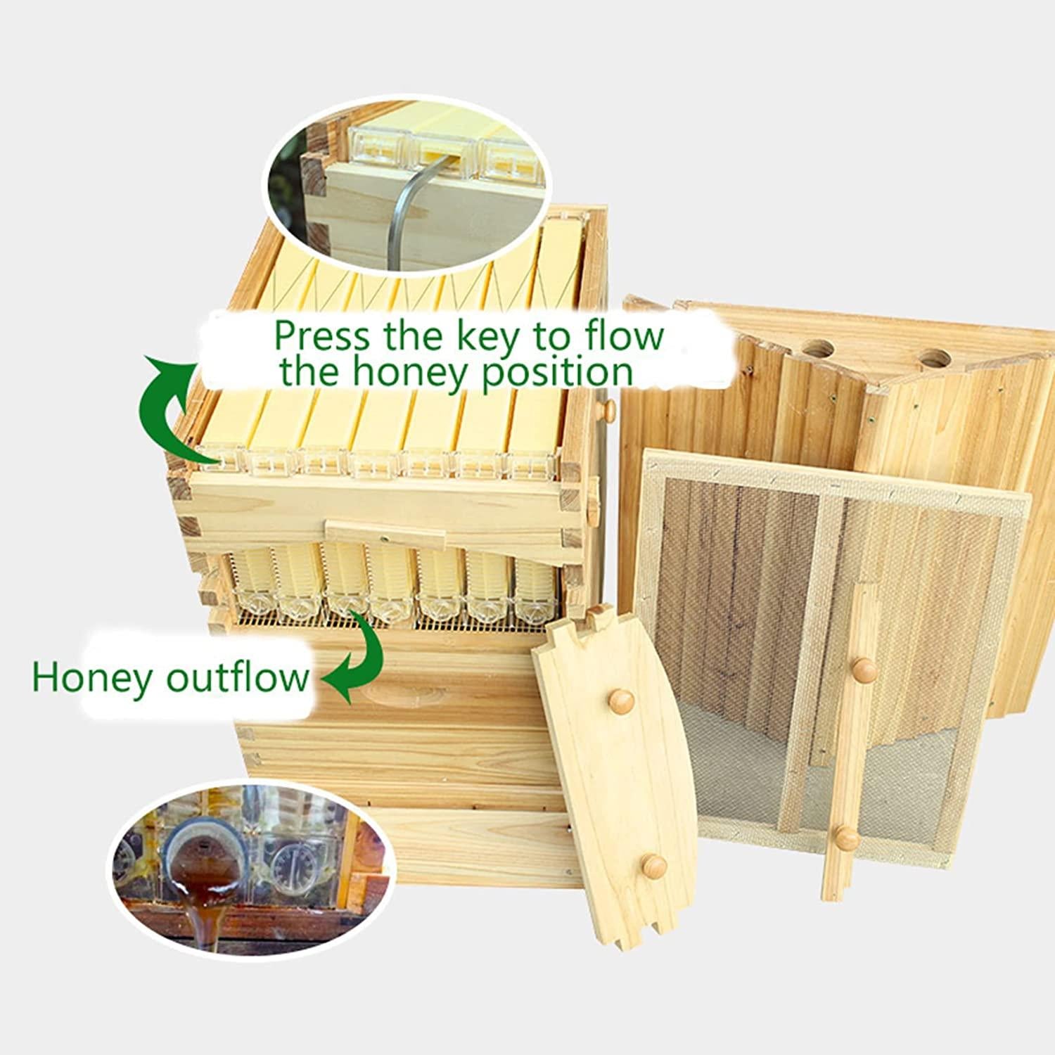 wooden beehive box with 7pcs auto honey frames comb beekeeping honey keeper for beekeepers starter kit tool,7 beehives