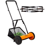 Manual Reel Lawn Mower with Grass Catcher, 16-Inch Cutting Width | 16-inch cutting width for efficient yard care, manual push mower with 7.9-gallon grass collection bag for quiet, clean mowing