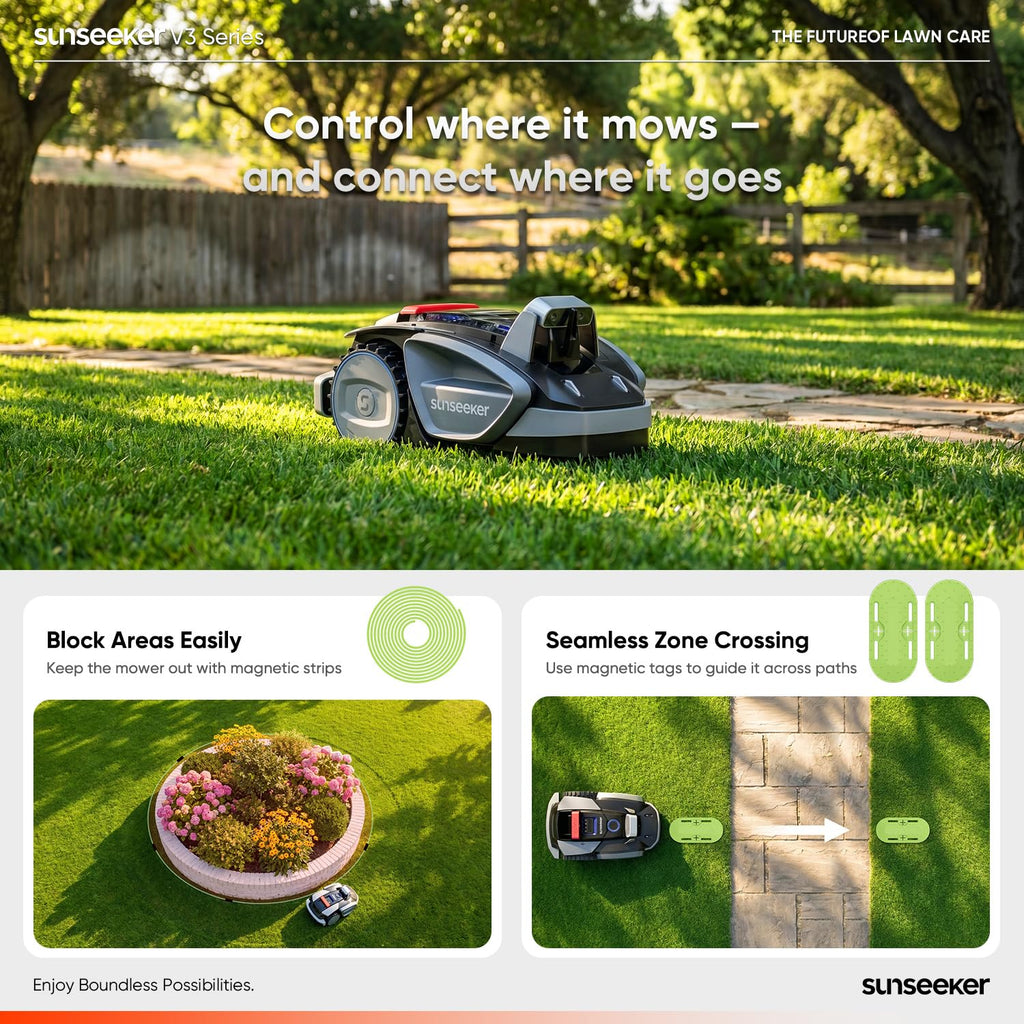 V3 Wireless Robot Lawn Mower for Small Yards, 0.15 Acre/6,400 Sq. Ft., Vision AI Obstacle Detection, One-Click Start, App Control, Auto Recharge, 42% Slope