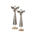 26 in. Multicolor Iron and Wood Holiday Angel Figurine - Set of 2