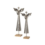 26 in. Multicolor Iron and Wood Holiday Angel Figurine - Set of 2