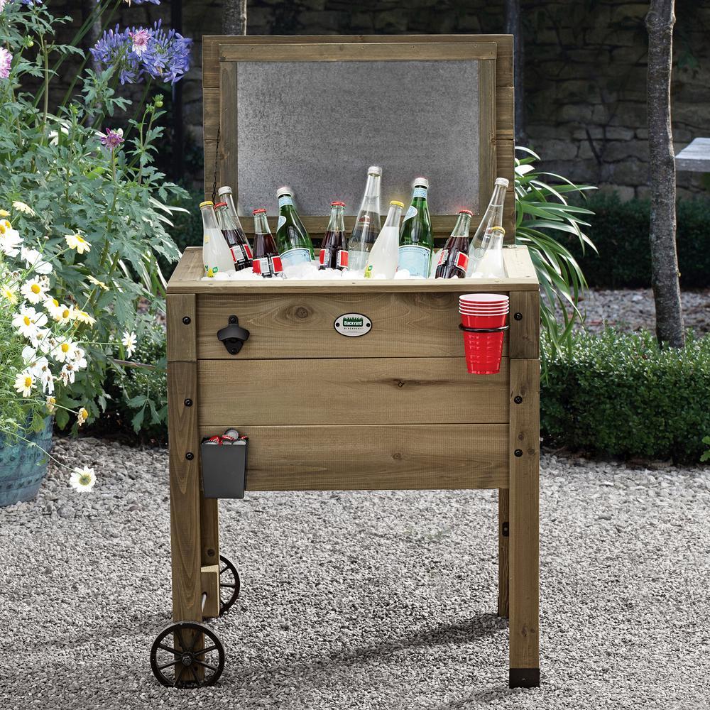Barnwood 90 Qt. 2-Wheeled Chest Cooler with Cup Holder
