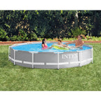26710EH Prism 12ft x 30in Metal Frame Outdoor Above Ground Round Swimming Pool with Protective Canopy (Filter Pump Not