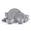 Trellis Lodge Gray 16 Piece Dinnerware Set, Service for 4