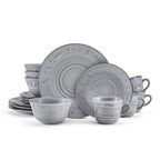 Trellis Lodge Gray 16 Piece Dinnerware Set, Service for 4
