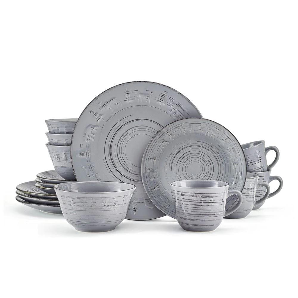 Trellis Lodge Gray 16 Piece Dinnerware Set, Service for 4
