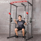 VONCOS Olympic Power Cage, 1000 lbs Light Commercial Weight CaWithsafety Bars and Other Attachments (Red-Black Power Ca)