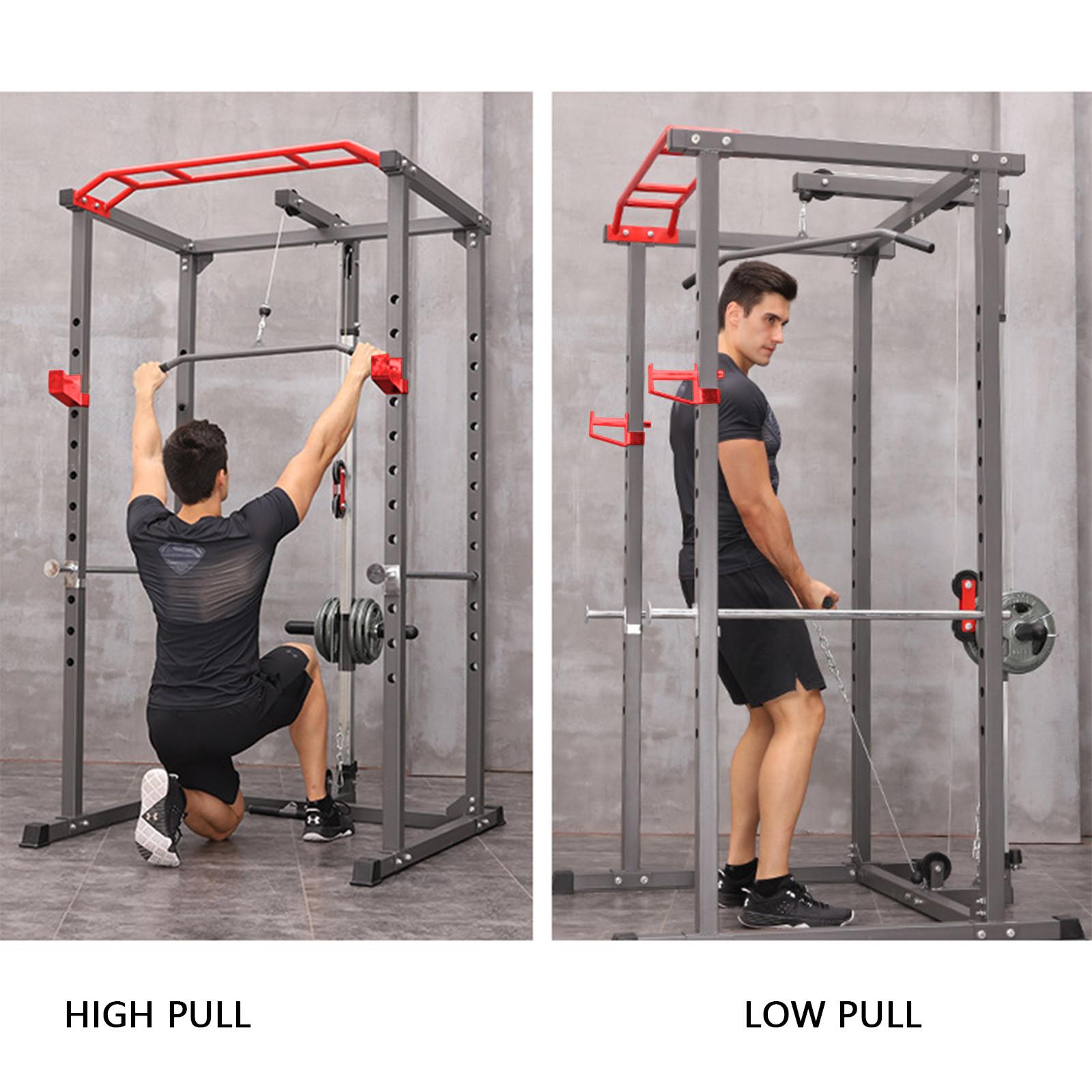 VONCOS Olympic Power Cage, 1000 lbs Light Commercial Weight CaWithsafety Bars and Other Attachments (Red-Black Power Ca)