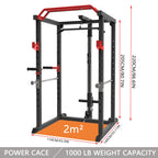 VONCOS Olympic Power Cage, 1000 lbs Light Commercial Weight CaWithsafety Bars and Other Attachments (Red-Black Power Ca)