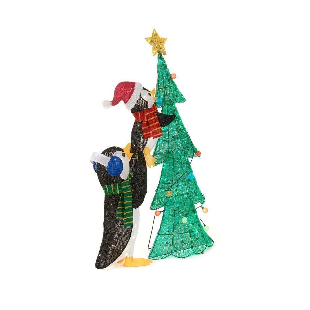 62 in Penguins with Christmas Tree Holiday Yard Decoration