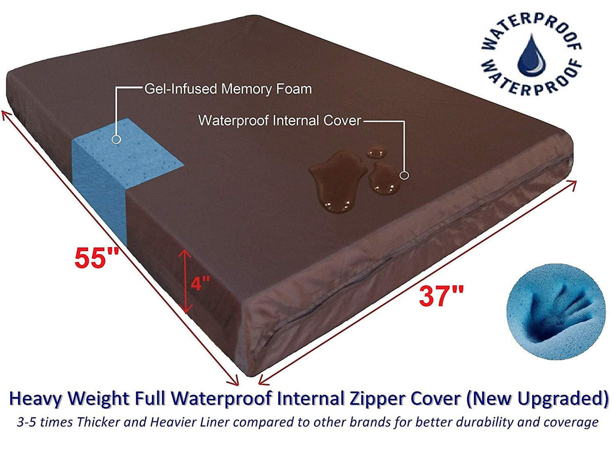 Dogbed4less Premium Memory Foam Dog Bed, Pressure-Relief Orthopedic | Waterproof Case, Washable Durable Denim Cover and Bonus 2nd External Cover, 7 Sizes, Blue