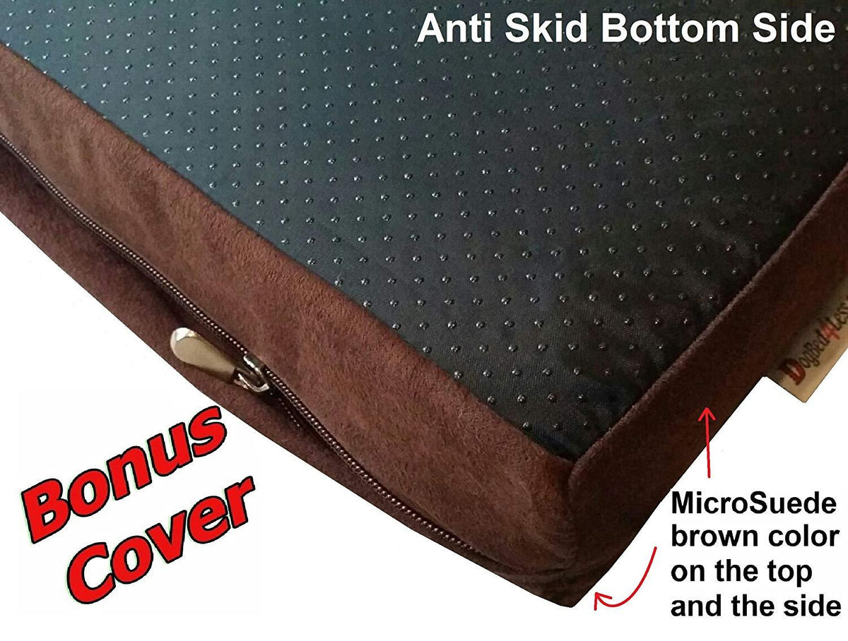 Dogbed4less Premium Orthopedic Memory Foam Dog Bed | Waterproof Liner, Washable Durable Canvas Cover and Bonus 2nd External Case, 7 Sizes