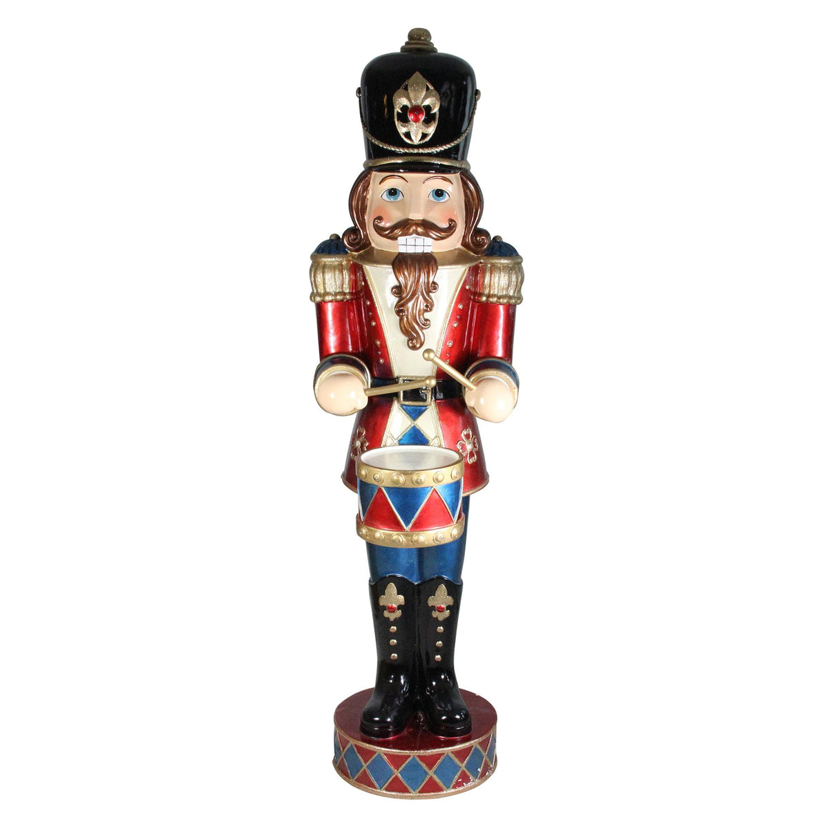 60.5" Red and Black LED Animated Musical Drumming Christmas Nutcracker